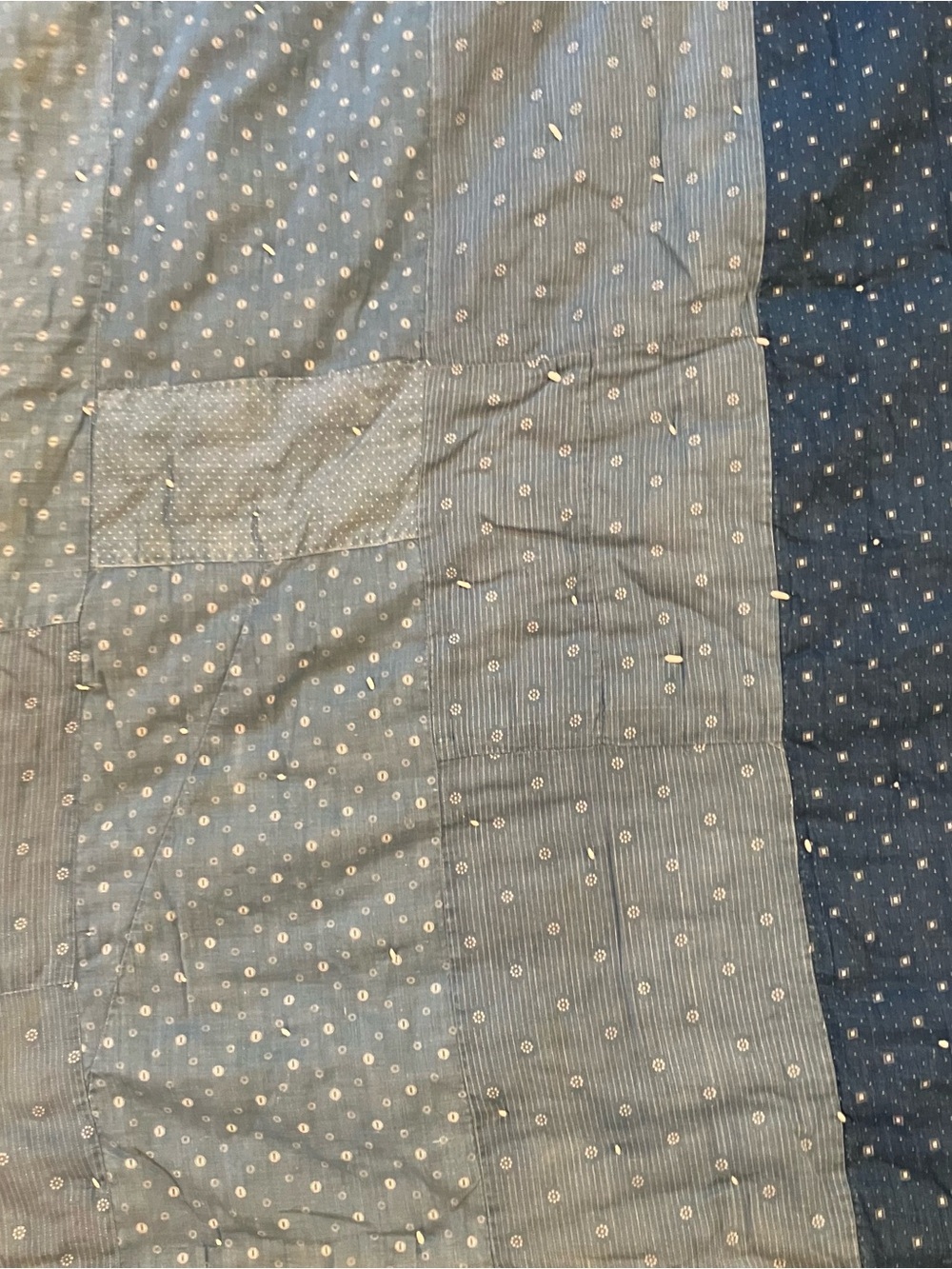VTG Handmade Hand Quilted Diamond Scrap 70x 75 Twin Throw Quilt Farmhouse - Picture 15 of 16